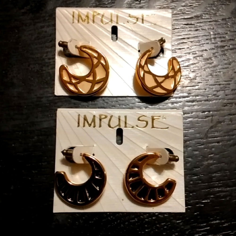 Half moon enamel earrings, white only